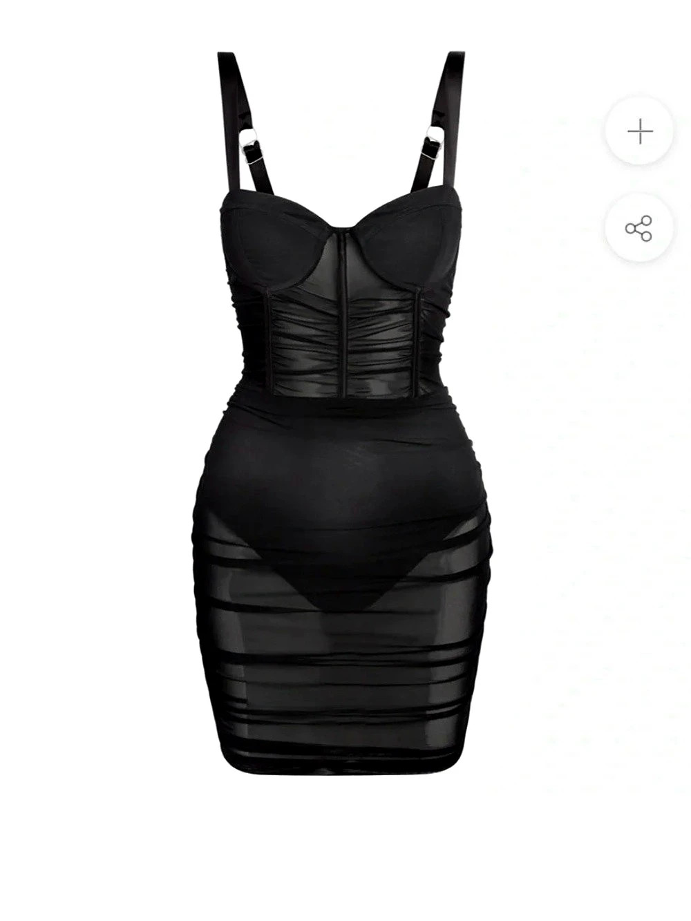 Leau Mesh Mini Dress Black